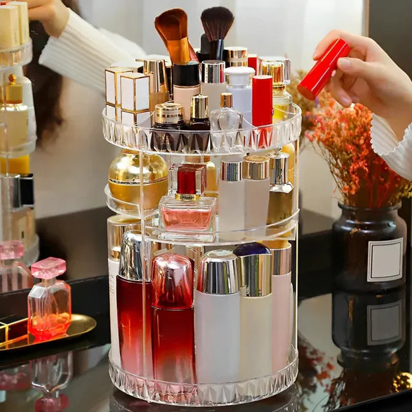 Multifunctional 360° Rotating Transparent Cosmetic and Jewelry Organizer