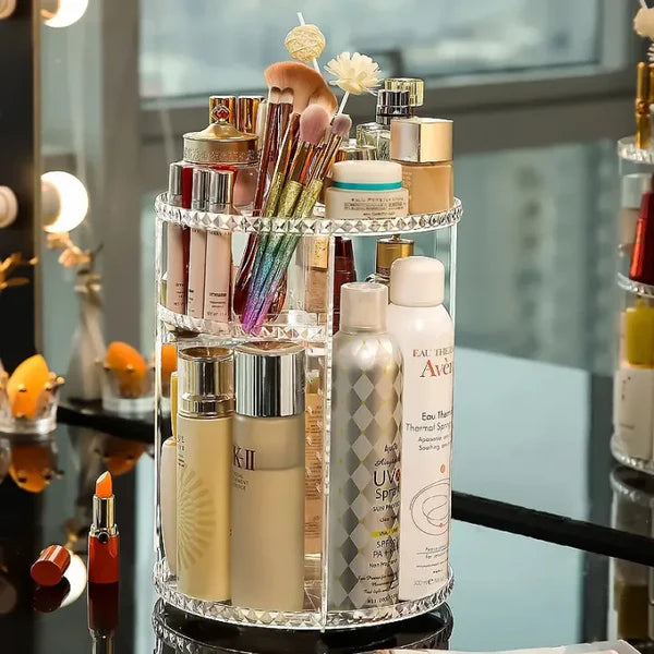 Multifunctional 360° Rotating Transparent Cosmetic and Jewelry Organizer